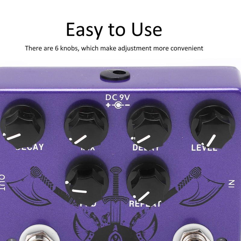 Guitar Effect Pedal Reverb Digital Delay 2 in 1 True