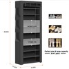 OYREL Large Shoe Rack, Black, 6 Side Pockets, 23.6" Wide