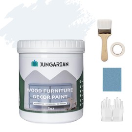 Jungarian Furniture Paint Kit 5oz with Tools - Water-based & Low Odor All-in-One No Sanding - Matte Finish Indoor Outdoor Wood Paint for Cabinets, Doors, Tables and Dressers - White