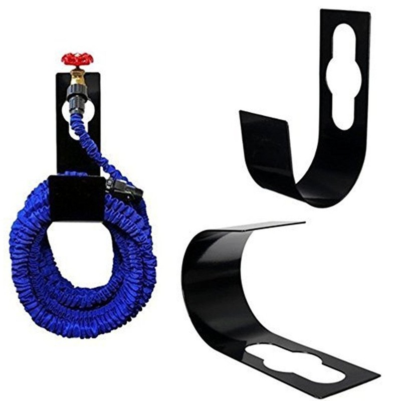 HONGCI Black Durable Metal Spigot Hook Hose Holder Garden Hose