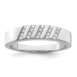 925 Sterling Silver Cubic Zirconia CZ Mens Wedding Band Ring Size 10