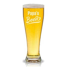 Papa's Beer Engraved 16 Oz Beer Glass Pilsner