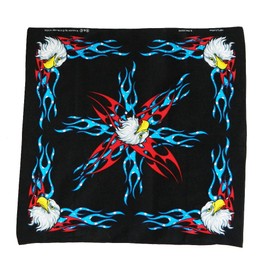 Makinit Gifts Eagle USA Flag Flames 21" x 21" 100% Cotton Bandana Face Mask Head Band Handkerchief FSB003
