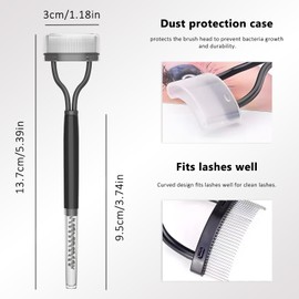 WALWAL Eyelash Comb Eyelashes Separator Tool Mascara Applicator, Arc Design With Comb Cover(Black, With Eyebrow Brush)