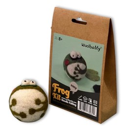 Woolbuddy 𝗡𝗲𝗲𝗱𝗹𝗲 𝗙𝗲𝗹𝘁𝗶𝗻𝗴 𝗞𝗶𝘁 – DIY Animal Craft Set for Beginners with Core Wool, Felting Supplies, Tools & Instructions – Fun Creative Kit for Adults & Kids (Frog)