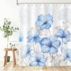 BREASOME Blue Watercolor Floral Shower Curatin Modern Artistic Flower Ink