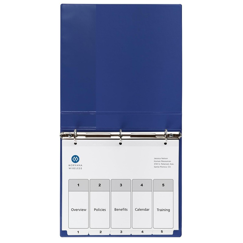 Customizable TOC Ready Index Black and White Dividers, 5-Tab, 1