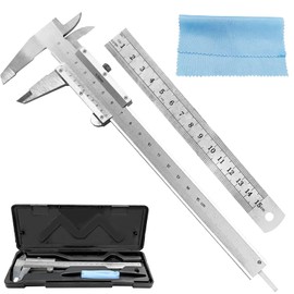 150 mm Vernier Caliper, Stainless Steel Calliper, Precision Caliper with Locking Screw, Vernier Caliper, Calliper with Steel Ruler, Cleaning Cloth