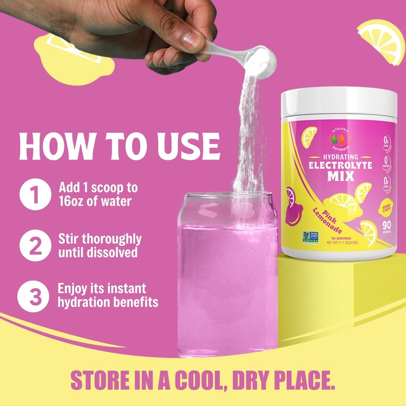 Electrolyte Powder – Pink Lemonade Flavor | Sugar-Free Hydration Mix