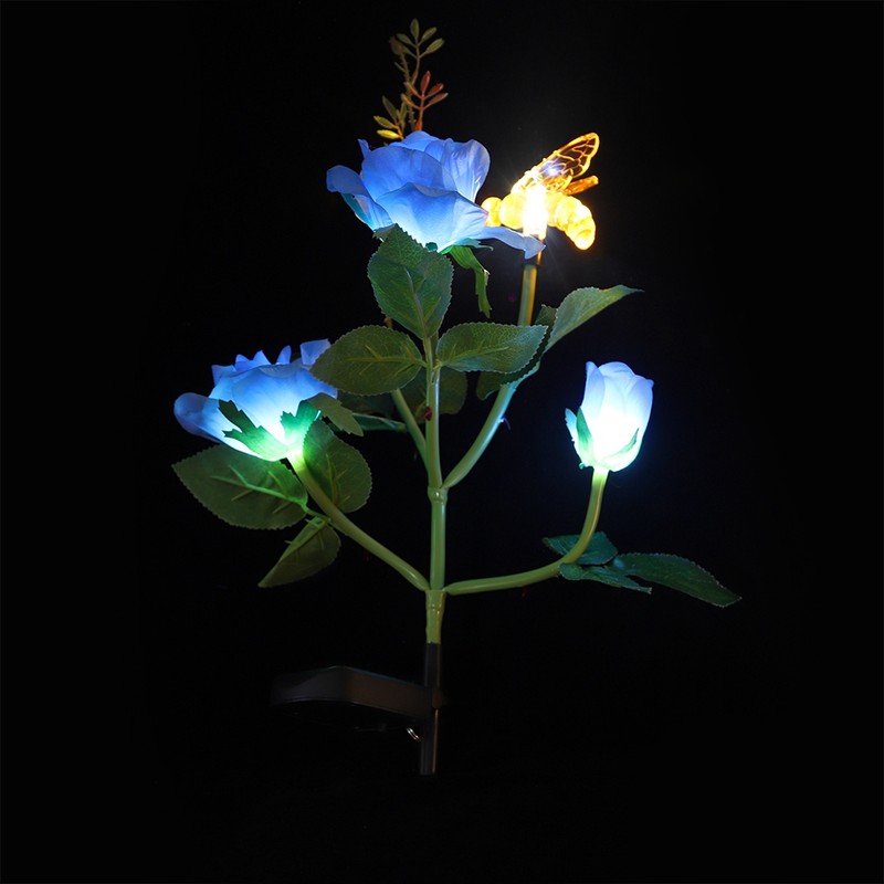 Outdoor Solar Powered LED Light Rose Flower Simulation Bee Lamp