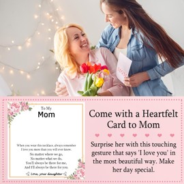 EPIRORA Gifts for Mom from Daughter- Silver Pearl Pendant Necklace Mom Jewellery Presents for Women on Birthday Christmas Mother's Day Valentines Day