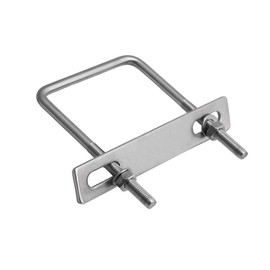 BQLZR 85mm Inner Width Silver Stainless Steel M8 Thread U Shaped Screw with Rectangular Plate Nuts and Washers for Pipe Fixing