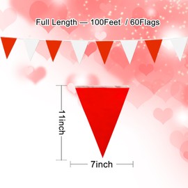 LZXING 100 Feet Red White Pennant Banner Flags String Party Decorations Triangle Bunting Flag Garland for Grand Opening Wedding Kids Birthday Baby Shower Outdoor Decor ﻿