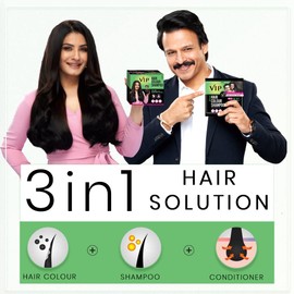 VIP Hair Colour Shampoo, 40ml (Black, Pack of 3) | No Ammonia | Enriched With Pearl Extract | Natural Black