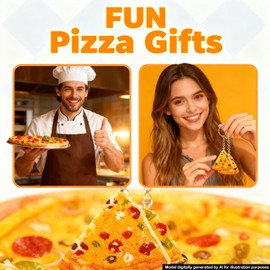 WTYPOPK 24 Pizza Keychains, Assorted Styles and Colors Food Keyring for Pizza Lover, Pizza Party Favors Supplies, Family Night Decorations Funny Gifts for Women Men