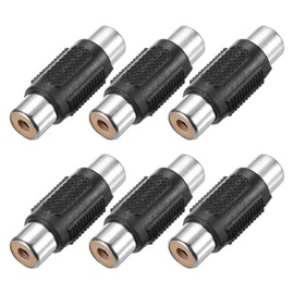 sourcing map RCA to Speaker Wire Connector, RCA Female to RCA Female Nickel Plated Stereo Audio Connector Adapter Video Cable Splitter RCA Converter Black 6pcs