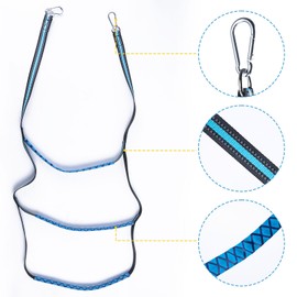 CHANGE MOORE Boat Rope Ladder, Heavy Duty Climbing Rope, Trailer Ladder, Removable Boat Ladder, Rope Ladder for Inflatable Boat, Kayak, Outdoor Fishing Boat, Inflatable Fishing Boat (Blue, 3 Step)