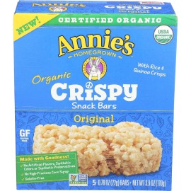 Annie's Organic Original Crispy Snack Bars, Gluten Free, 3.9 oz, 5 ct.