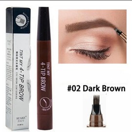 Eyebrow pen 4 Points Eyebrow Pen 5 Colors Liquid Brow Pencil Dark Brown Microblading Eyebrow Pencil Waterproof Eyebrow Tattoo Pen Cosmetic Long-lasting Makeup 01 - Color: 02