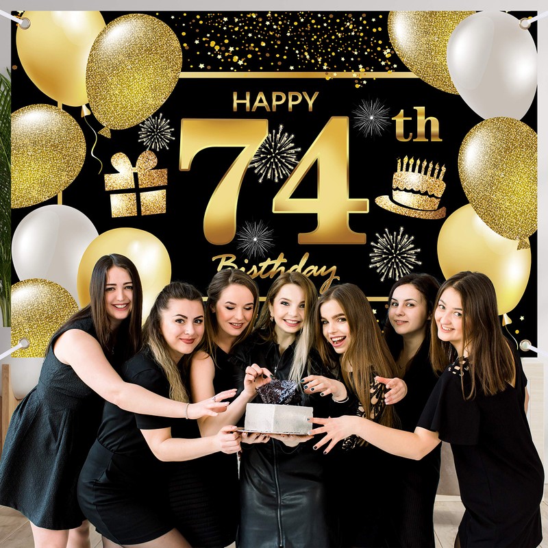 74th Happy Birthday Banner IMISI Birthday Decorations Backdrop for Party