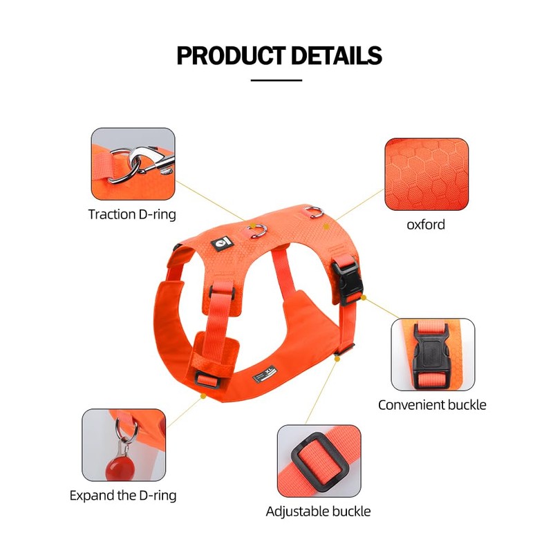 No-Pull Dog Harness, Heavy Duty Adjustable Harness with Soft Padding,