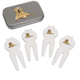 Azeeda 'Golden Retriever' Golf Divot Tool/Repair Fork Gift Set (GO00040113)