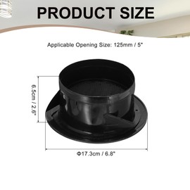 PATIKIL 5 Inch Round Air Vent Cover, Soffit Vents ABS Ceiling Vent Covers Air Vent Louver for Bathroom Kitchen Living Room Ventilation System, Black
