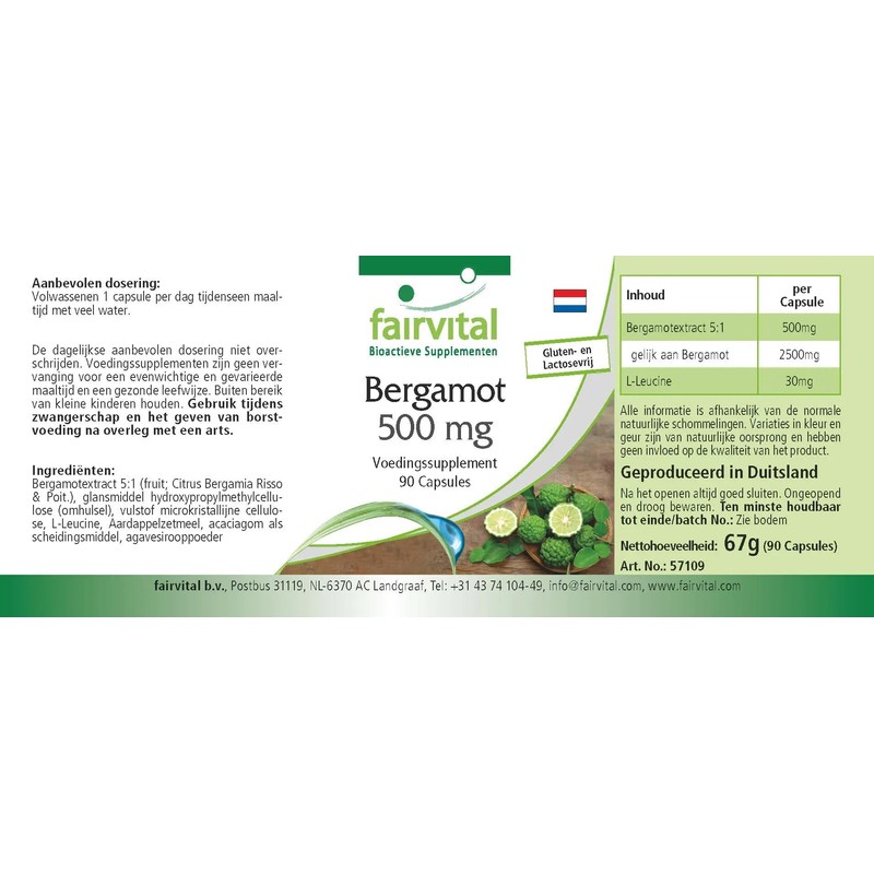 Fairvital Bergamot Extract 500 mg - 90 Capsules - 5x