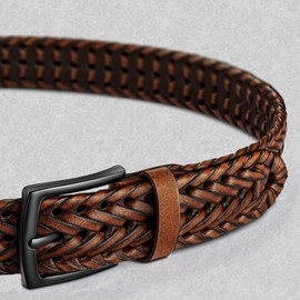 KEMISANT Men Belt, Braided Belt Comfortable For Men Casual Jean Golf 1 3/8"(Light Brown,32"-36" Waist Adjustable)