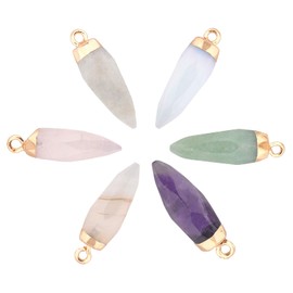 PandaHall Pack of 6 Gemstone Quartz Ball Pendants, Quartz Faceted Chakra Stone Crystal Necklace Pendant for DIY Jewellery Making Necklace Bracelet