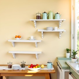 2pcs White Dollhouse Wall Shelves, Dollhouse Storage Wall Shelves, Kitchen Scene Dollhouse Decor Accessories, 1:12 Scale Miniature Dollhouse Accessories