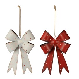 Storm's Gartenzaubereien Decorative Metal Bows Set of 2 for Door Wreaths, Grave Decoration, Christmas Decoration, 11.5 x 18 x 3 cm, Jute Ribbon, Advent Wreath, Winter Decoration