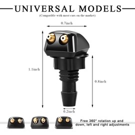 ZNDAW 2 PCS Front Windshield Washer Nozzles, Double-Hole Car Wiper Washer Nozzle Replacement, Windscreen Washing Nozzle Wiper Spray for Most Vehicles, Universal Car Accessories