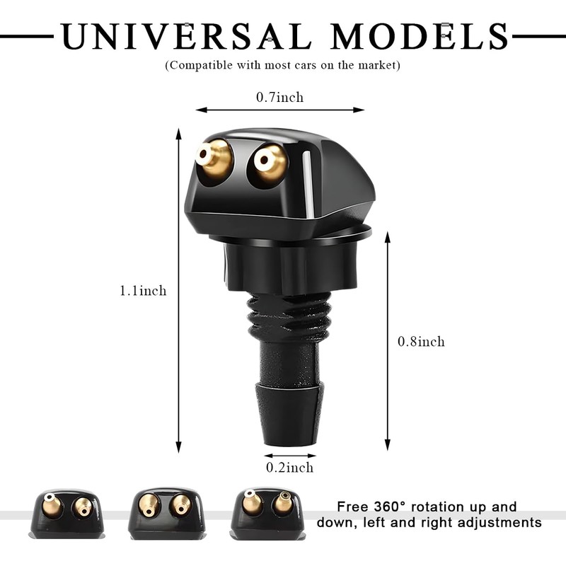 ZNDAW 2 PCS Front Windshield Washer Nozzles, Double-Hole Car Wiper