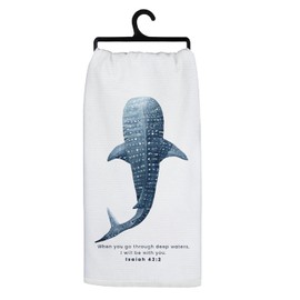 Whale Shark Christian Kitchen Towels, Coastal Beach Hand Towels for Bathroom, Bible Verse Decor Dish Tea Towels for Kitchen Decor, Ocean Shark Bathroom Decor, 16x24 Inch