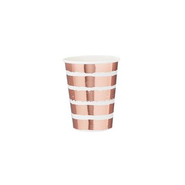CLUB GREEN 10 Rose Gold Striped Paper Cups, 16 x 7.5 x 7.5 cm