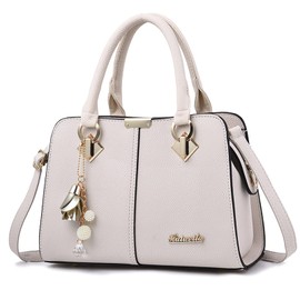 FANDARE Women's Handbag Shoulder Bag Women Shoulder Bag Shopper Tote Travel Handbag Shoulder Strap Evening Bag City Bag Waterproof PU Leather, Not straight white A, Elegant, fashionable