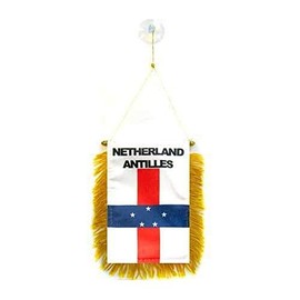AZ FLAG NETHERLANDS ANTILLES mini banner 6'' x 4'' - DUTCH PENNANT 15 x 10 cm - mini banners 4x6 inch suction cup hanger