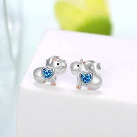 Capybara Gifts Capybara Earrings 925 Sterling Silver Capybara Stuff Birthday Gifts Jewelry for Women (December)