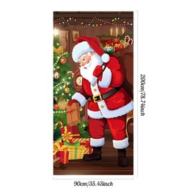 Christmas Door Cover Santa Claus Christmas Door Decor Cute Cartoon Vibrant Christmas Decorations for Front Door 35x79inch, Type 2