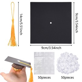 Yymobt 50pcs Graduation Cap Chocolate Decorations Gold Tassel Graduation Cap Cupcake Toppers 2025 Mini Cap Decor for Grad Party