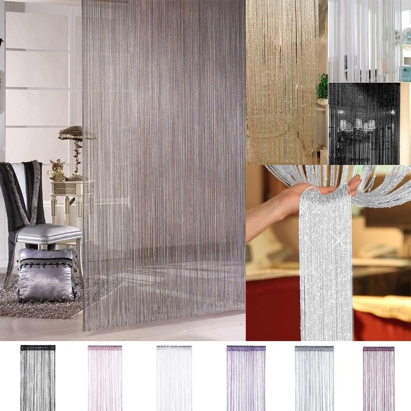 WedDecor String Curtains Glitter Fringe Panel Fly Screen Room Divider