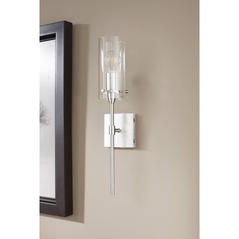 Chrome Wall Sconce Light Fixture, Indoor Glass Bathroom Sconce Wall