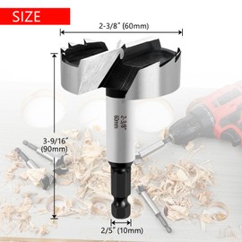 NICAVKIT Professional Forstner Drill Bit 60 mm for Wood, 60 mm Forstner Drill Bit Wood Hole Cutter with Hex Shank, Wood Drill, Pot Drill, Art Drill for Wood
