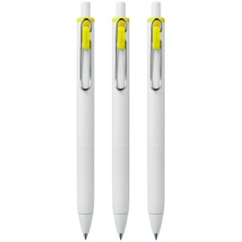 Uni-Ball UMN-S-05 Gel Rollerball Pen 0.5mm Tip White Barrel Yellow Ink Pack of 3