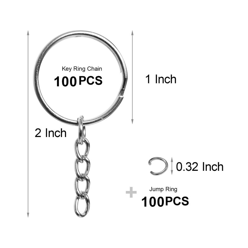 REEMTOO 50PCS Bulk Keychains Set, Split Keychains Rings with Chain