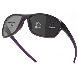 Myiaur Self-tinting cycling glasses, women's polarised sports glasses with UV protection, photochromatic sunglasses for cycling, running and outdoor use, A03 grey