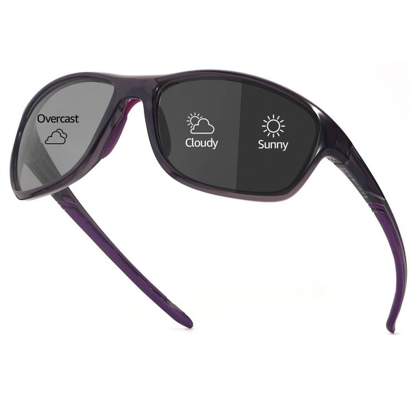 Myiaur Self-tinting cycling glasses, women's polarised sports glasses with UV