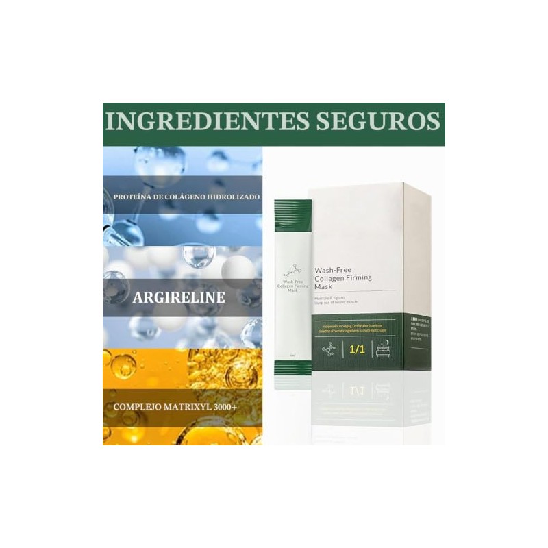 Bluemega Máscara Nocturna Colágeno Reafirmante Antienvejecimiento, Verde