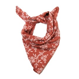 Shanlin Unisex Cotton Square Bandanas Scarves 24x24 (Floral RustRed)